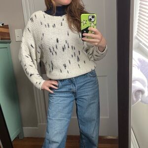 John + Jenn Cream and Black Cowl Neck Sweater